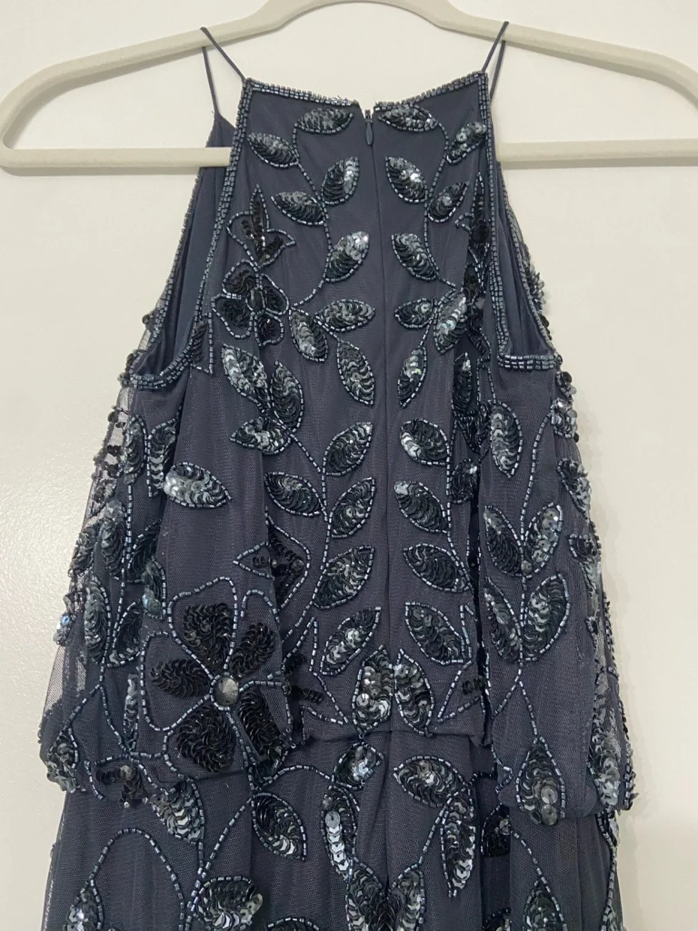 Adrianna Papell Halter Floral Sequin Maxi Gown Blue NEW - Picture 9 of 10